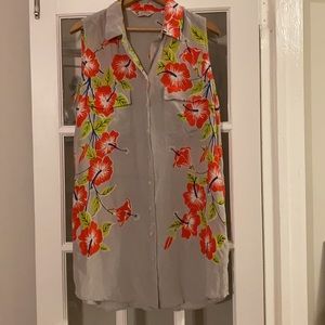 Equipment Hawaiian Print Silk Button-down Dress